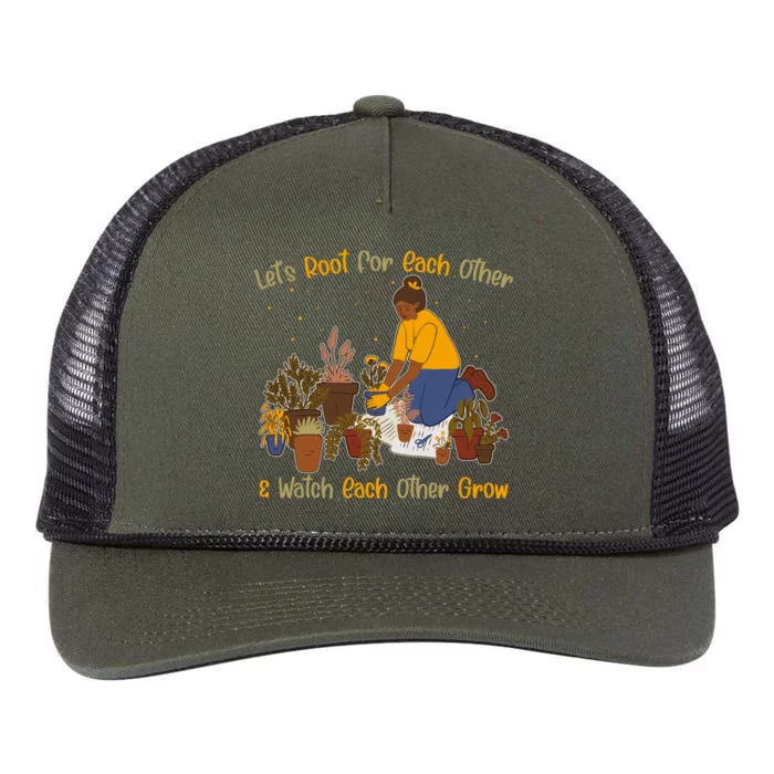 Let's Root For Each Other And Watch Each Other Grow Plant Lover Retro Rope Trucker Hat Cap