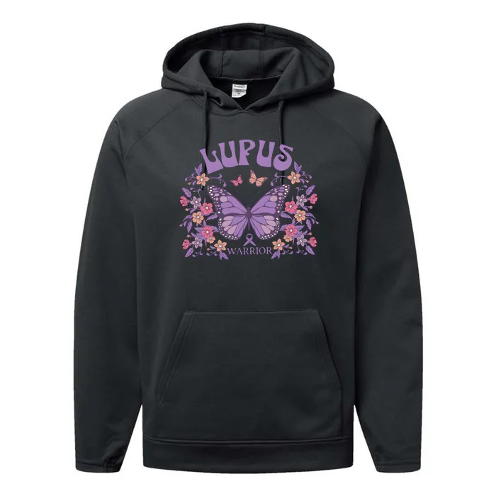 Lupus Ribbon Fibromyalgia Lupus Awareness Performance Fleece Hoodie