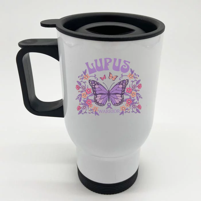 Lupus Ribbon Fibromyalgia Lupus Awareness Front & Back Stainless Steel Travel Mug