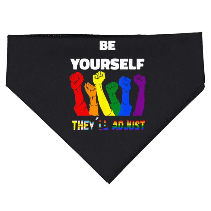 LGBTQI+ Rainbow Flag Be Yourself They'll Adjust USA-Made Doggie Bandana