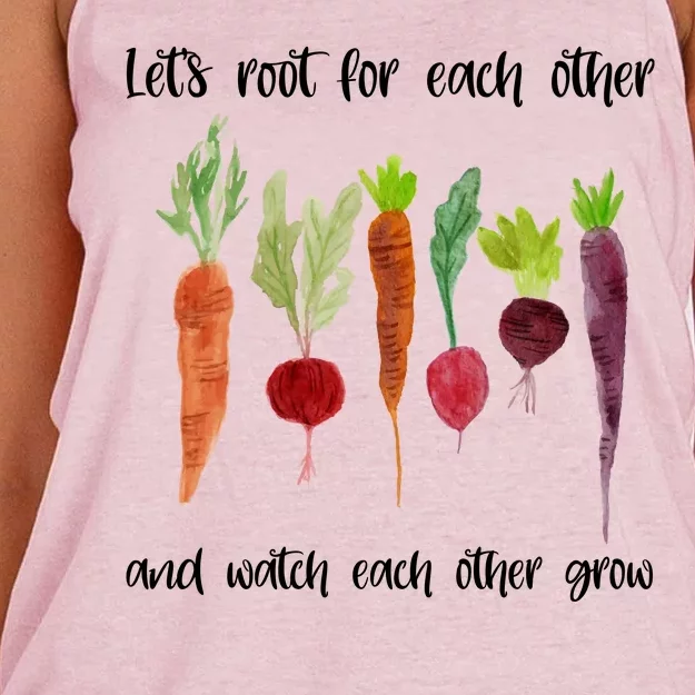 Let's Root For Each Other And Watch Each Other Grow Vegetables Women's Knotted Racerback Tank