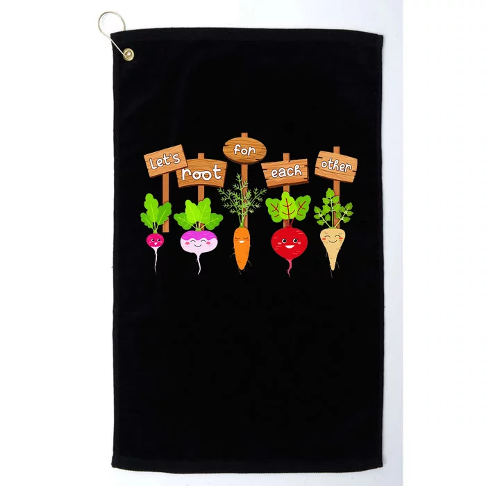 Let's Root For Each Other Funny Vegetable Vegan Platinum Collection Golf Towel