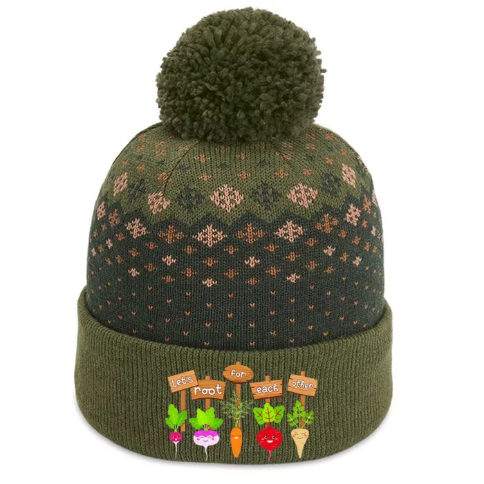 Let's Root For Each Other Funny Vegetable Vegan The Baniff Cuffed Pom Beanie