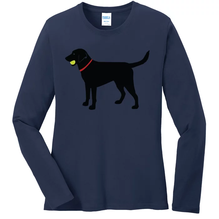 Labrador Retriever Fetch Black Lab Play Ball Ladies Long Sleeve Shirt