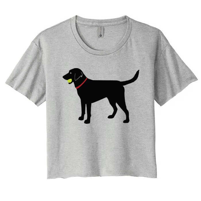 Labrador Retriever Fetch Black Lab Play Ball Women's Crop Top Tee