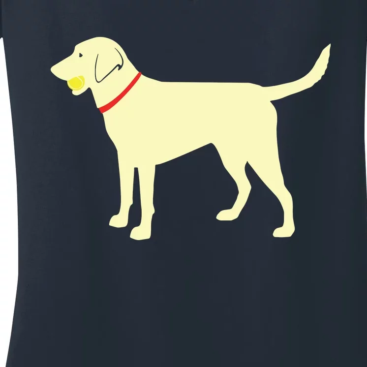 Labrador Retriever Fetch Yellow Lab Play Ball Women's V-Neck T-Shirt