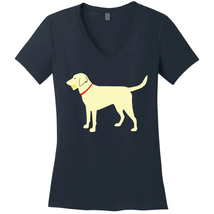 Labrador Retriever Fetch Yellow Lab Play Ball Women's V-Neck T-Shirt