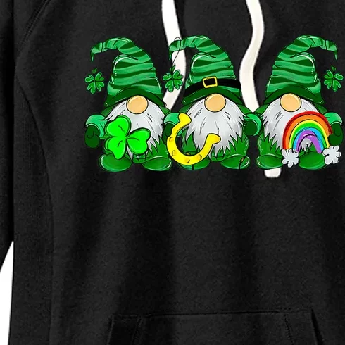 Lucky Rainbow Gnome Happy St Patrick's Day Wo Women's Fleece Hoodie