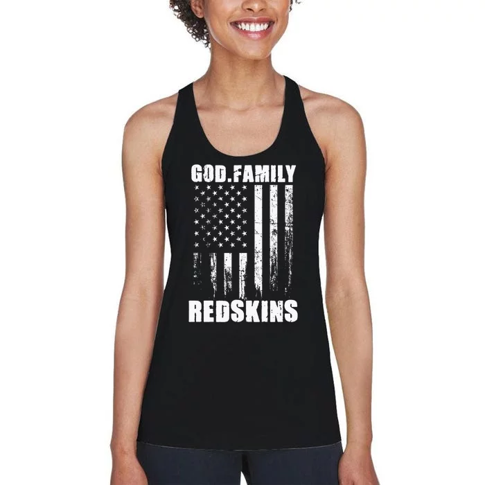 Loudon Redskins God. Family. Vintage Usa Flag Women's Racerback Tank