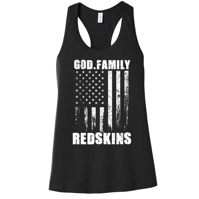 Loudon Redskins God. Family. Vintage Usa Flag Women's Racerback Tank