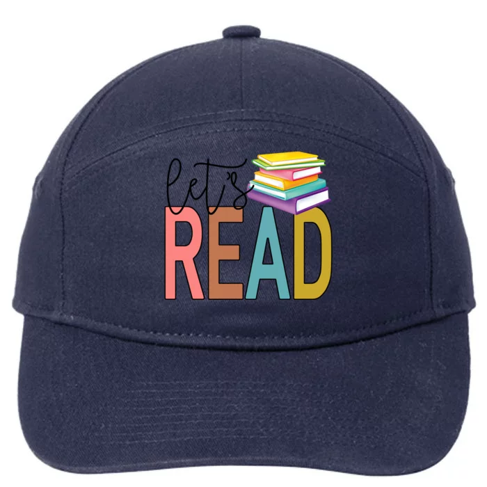 Lets Read Graphic Book Lover Gift 7-Panel Snapback Hat