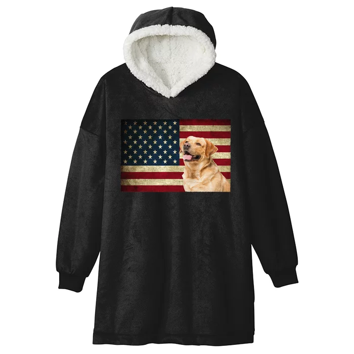 Labrador retriever gifts American Flag Lab dog Hooded Wearable Blanket