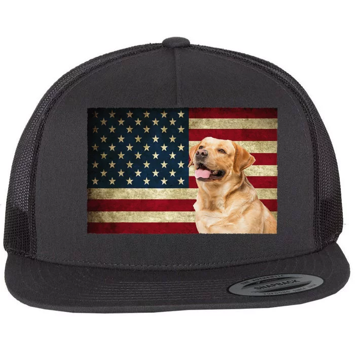 Labrador retriever gifts American Flag Lab dog Flat Bill Trucker Hat