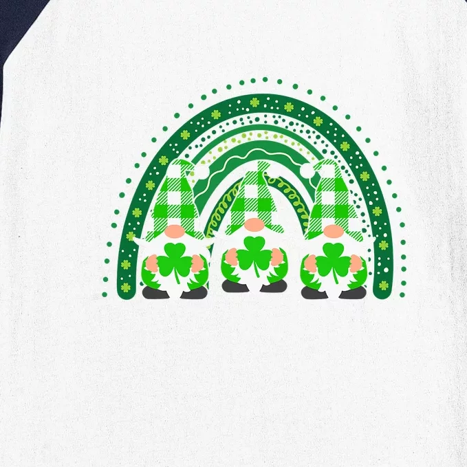 Lucky Rainbow Gnome Happy St Patricks Day Irish Shamrock Baseball Sleeve Shirt