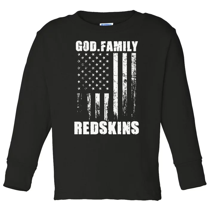 Loudon Redskins God. Family. Vintage Usa Flag Toddler Long Sleeve Shirt