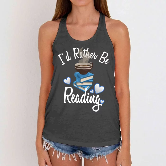 Love Reading Gift Book Lover Gift Id Rather Be Reading Gift Women's Knotted Racerback Tank