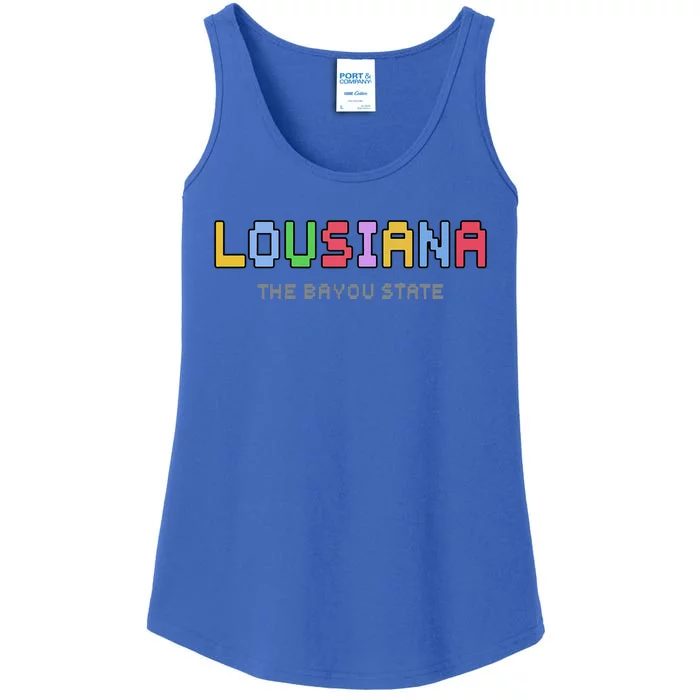 Louisiana Retro Gaming Pixelated Design Classic Ladies Essential Tank