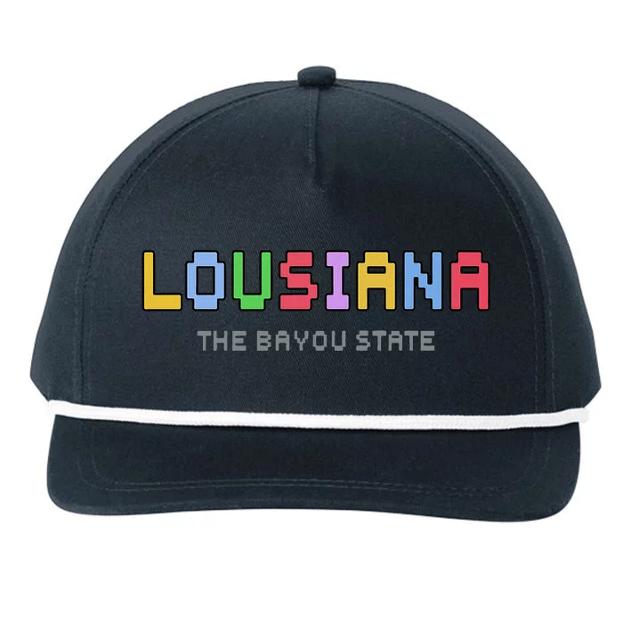 Louisiana Retro Gaming Pixelated Design Classic Snapback Five-Panel Rope Hat