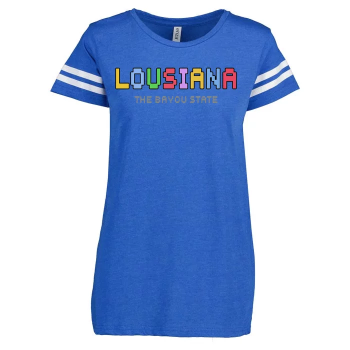 Louisiana Retro Gaming Pixelated Design Classic Enza Ladies Jersey Football T-Shirt