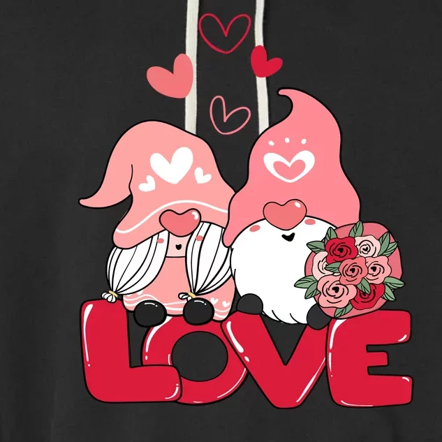 Love Romantic Gnome Couple Valentines Day Garment-Dyed Fleece Hoodie