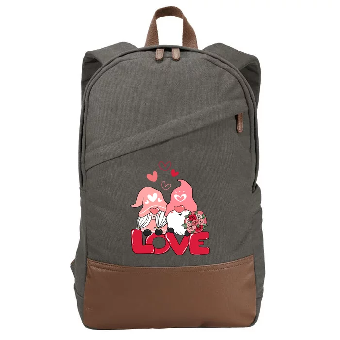 Love Romantic Gnome Couple Valentines Day Cotton Canvas Backpack