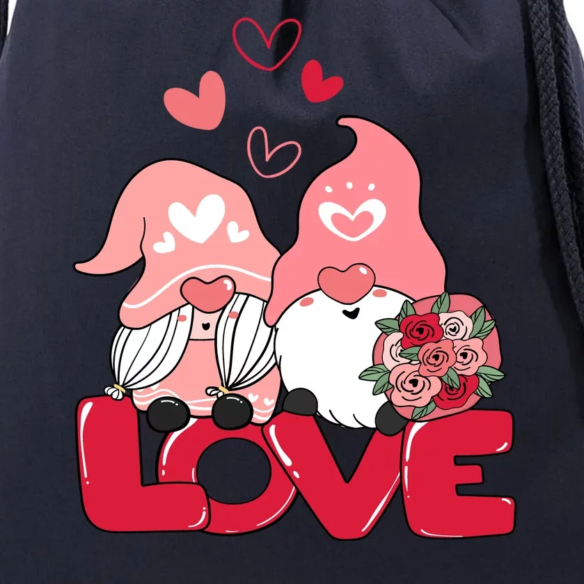 Love Romantic Gnome Couple Valentines Day Drawstring Bag