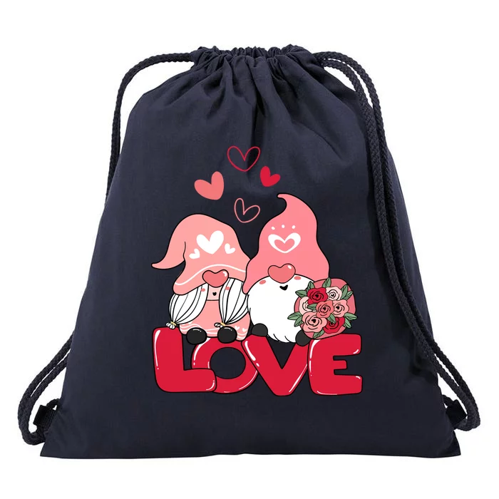 Love Romantic Gnome Couple Valentines Day Drawstring Bag