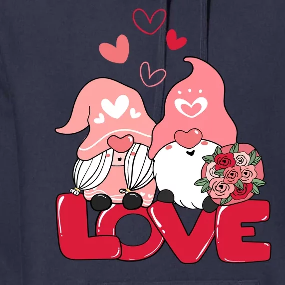 Love Romantic Gnome Couple Valentines Day Premium Hoodie