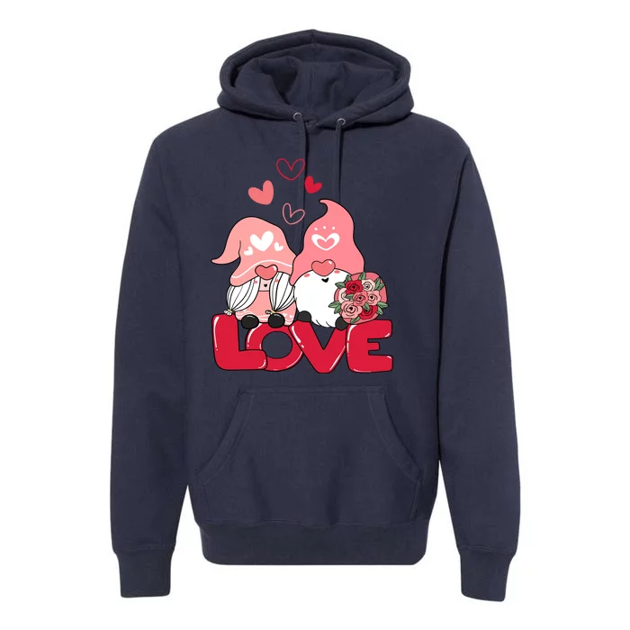 Love Romantic Gnome Couple Valentines Day Premium Hoodie