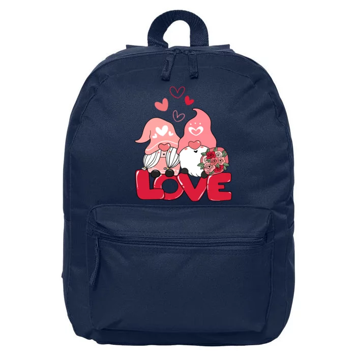 Love Romantic Gnome Couple Valentines Day 16 in Basic Backpack