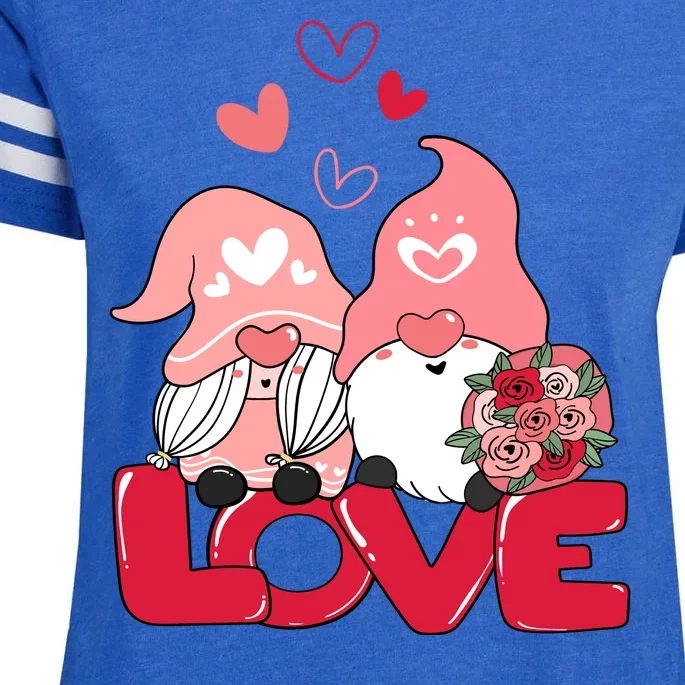 Love Romantic Gnome Couple Valentines Day Enza Ladies Jersey Football T-Shirt