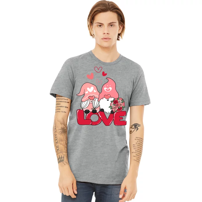 Love Romantic Gnome Couple Valentines Day Premium T-Shirt