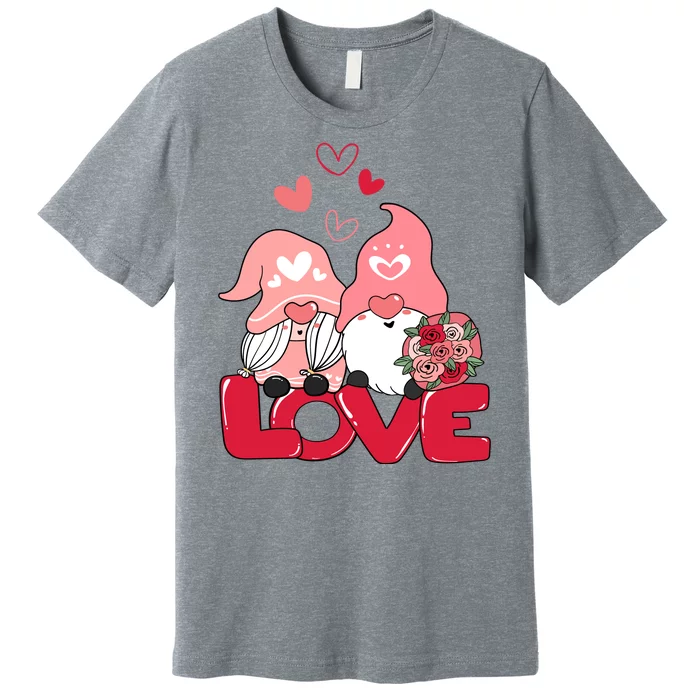 Love Romantic Gnome Couple Valentines Day Premium T-Shirt