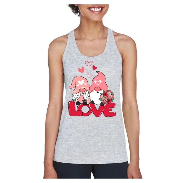 Love Romantic Gnome Couple Valentines Day Women's Racerback Tank