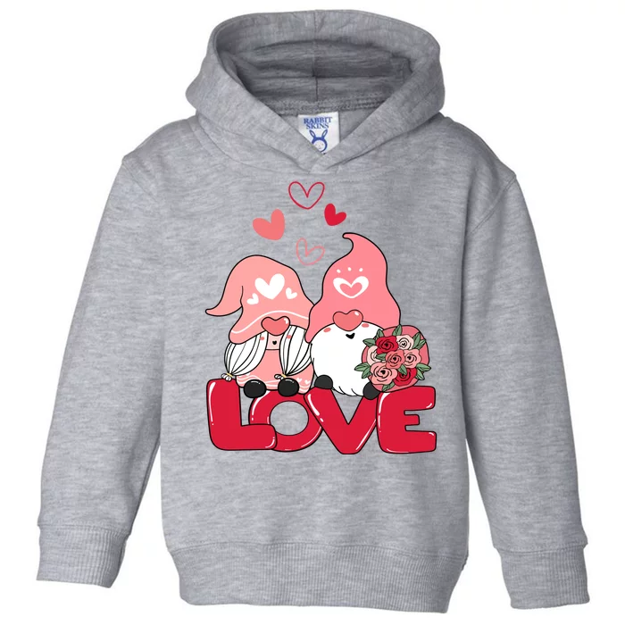 Love Romantic Gnome Couple Valentines Day Toddler Hoodie