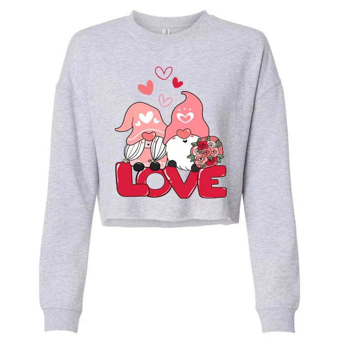 Love Romantic Gnome Couple Valentines Day Cropped Pullover Crew