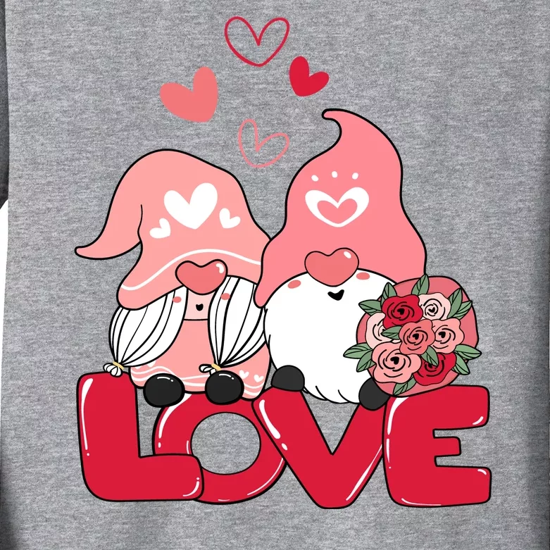 Love Romantic Gnome Couple Valentines Day Kids Long Sleeve Shirt