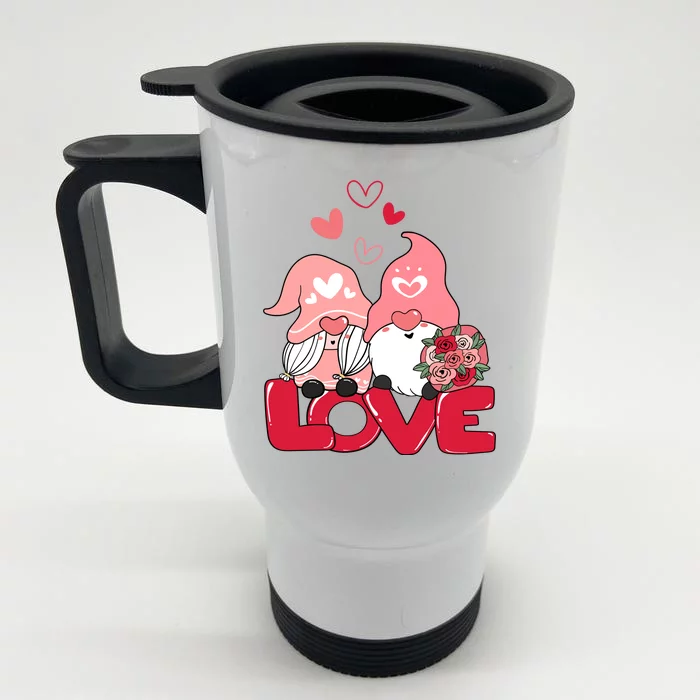 Love Romantic Gnome Couple Valentines Day Front & Back Stainless Steel Travel Mug