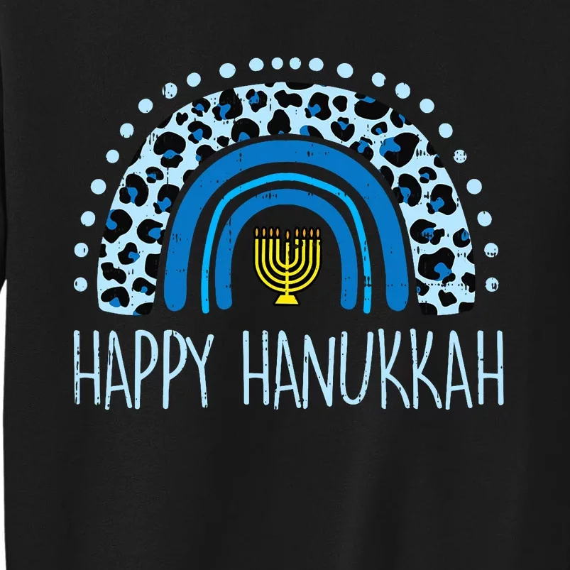 Leopard Rainbow Happy Hanukkah Chanukah Jew Tall Sweatshirt