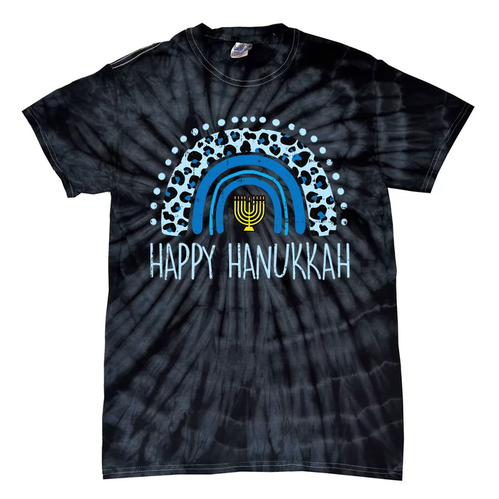 Leopard Rainbow Happy Hanukkah Chanukah Jew Tie-Dye T-Shirt