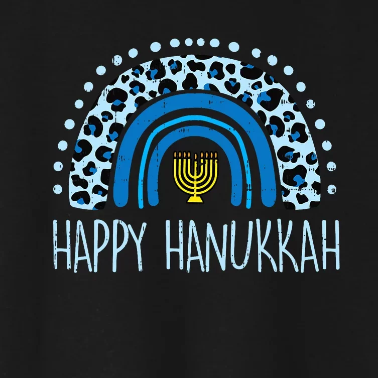 Leopard Rainbow Happy Hanukkah Chanukah Jew Women's Crop Top Tee