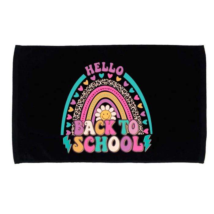 Leopard Rainbow Hello Back To School Teacher First Day Of School Microfiber Hand Towel