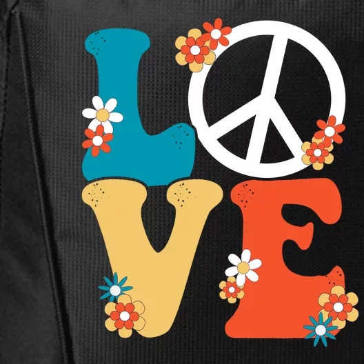 Love Retro Hippie Floral Peace Sign City Backpack