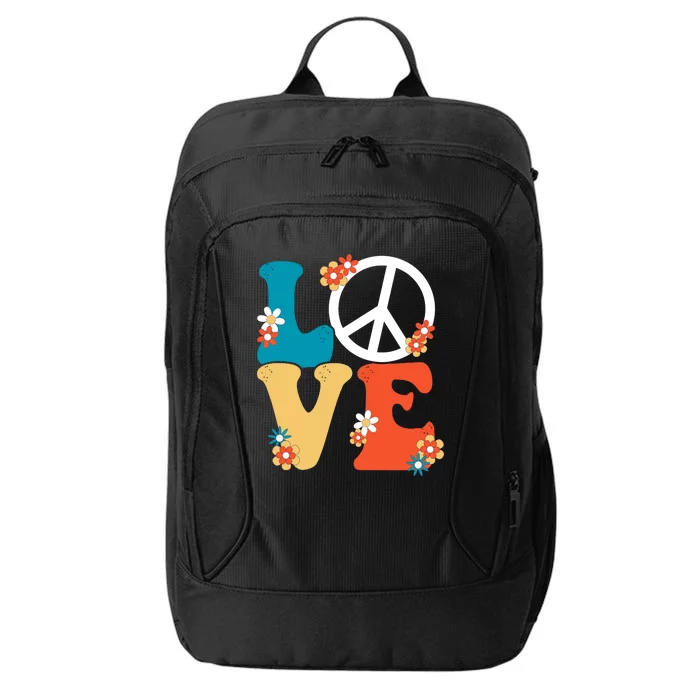 Love Retro Hippie Floral Peace Sign City Backpack