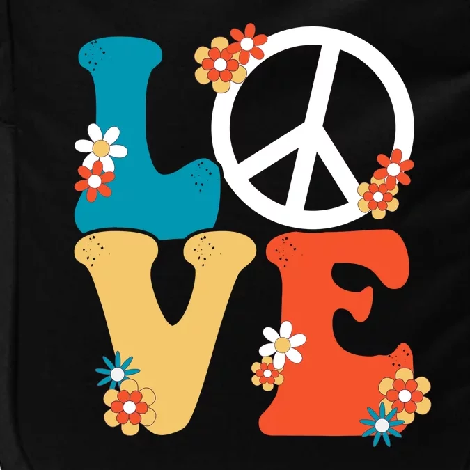 Love Retro Hippie Floral Peace Sign Impact Tech Backpack