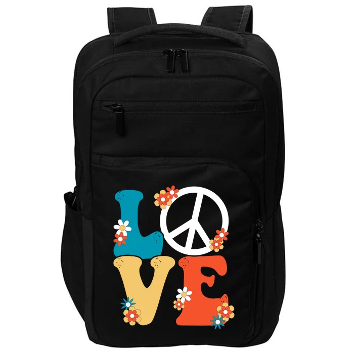 Love Retro Hippie Floral Peace Sign Impact Tech Backpack