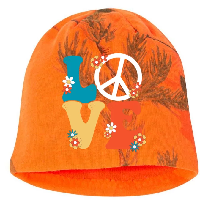 Love Retro Hippie Floral Peace Sign Kati - Camo Knit Beanie