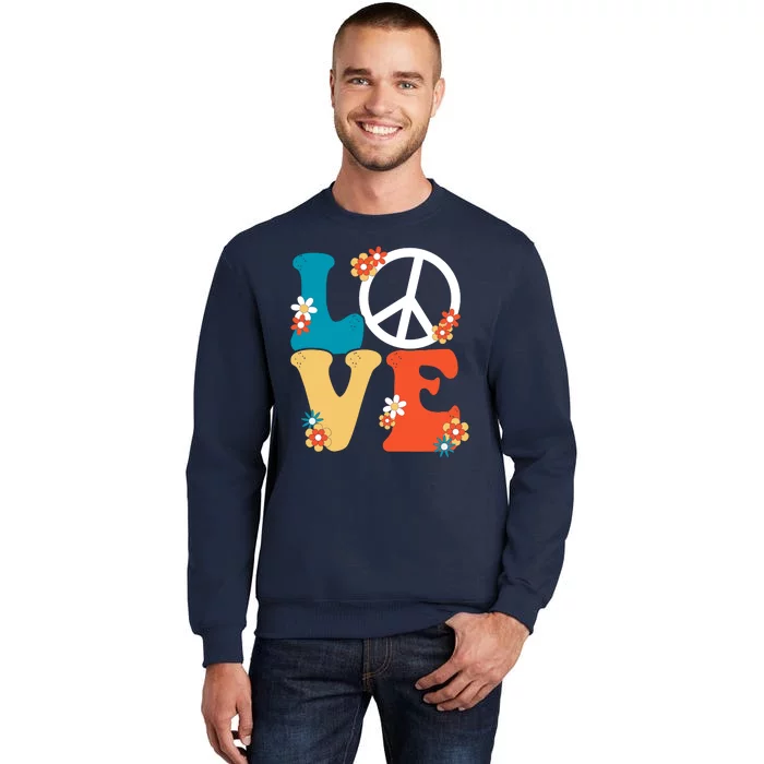 Love Retro Hippie Floral Peace Sign Tall Sweatshirt