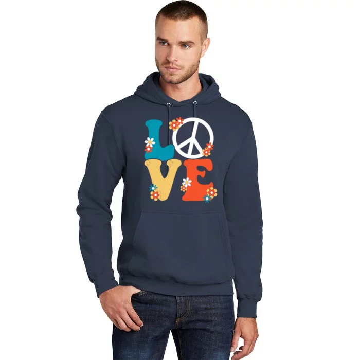 Love Retro Hippie Floral Peace Sign Tall Hoodie