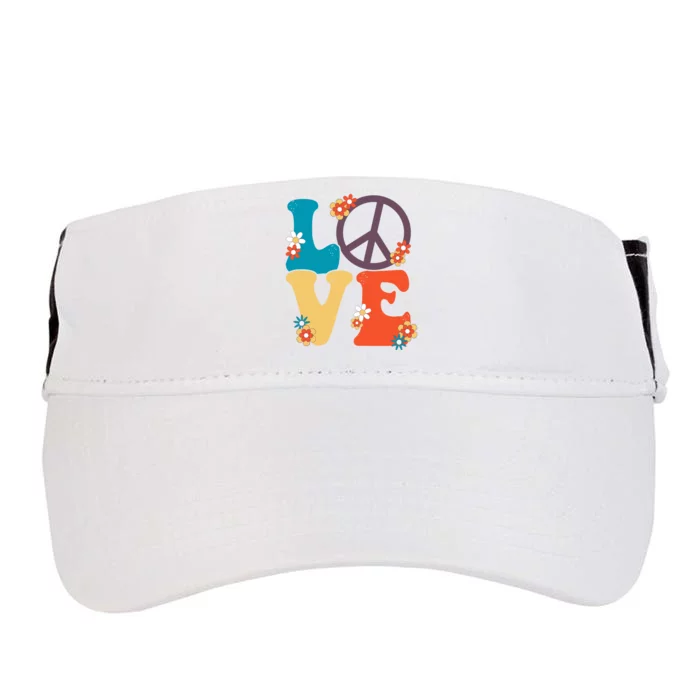 Love Retro Hippie Floral Peace Sign Adult Drive Performance Visor